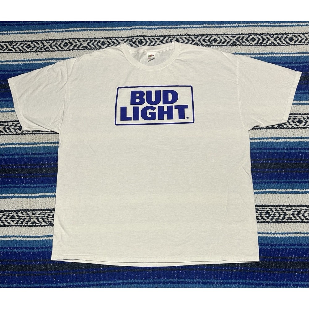 Vintage Bud Light T Shirt Men's XL Fruit of the Loom Beer Promo White Logo